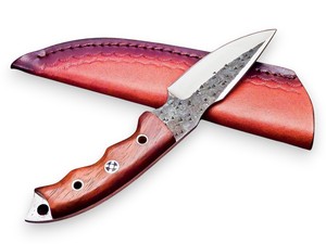 Cuchillo EDC de hoja fija personalizado Nordic Forge, mango de palisandro, funda de cuero, OEM personalizable, hoja completa de acero 12c27, industrial - Product Image 2