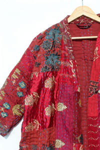 Robes de bain kimono matelassées unisexes en coton Kantha, cousues à la main, motif patchwork, pour le printemps, l'été, la vie quotidienne et comme paréosse de plage - Product Image 3
