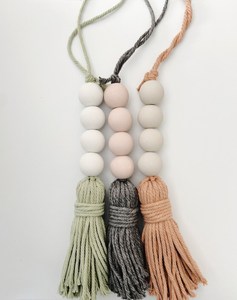 Colorful Glass Bead Hanging Garland for Boho Home Decor Handmade Wooden Bead Garland Hanging Wall Decoration - Product Image 1