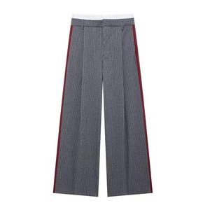 Pantalones a Rayas de Otoño para Mujer, Pantalones Casuales de Cintura Alta a la Moda, Elegantes Pantalones Anchos para Mujer - Product Image 3