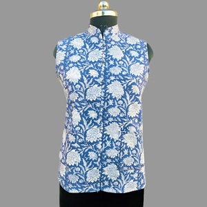 Bohemian Cotton <b>Quilted</b> Eco-Friendly Winter Jacket Unisex Office Wear Style Large Floral Vintage Waist Coat <b>Double</b> Side Button - Product Image 1