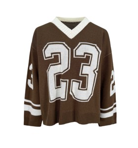 Pull en tricot respirant à motif graphique, col rond, pull chaud d'hiver - Haut décontracté en maille unie élégant pour femme - Product Image 1