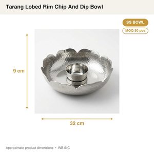 Bol Tarang artisanal de 32 cm en acier inoxydable 304 satiné martelé à huit lobes avec rebord cannelé, idéal pour la décoration intérieure, les hôtels et les mariages - Product Image 4