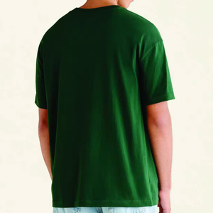 เสื้อยืดคอกลมแขนสั้นสีขาวล้วนทรงโอเวอร์ไซส์สำหรับผู้ชาย ผ้าฝ้ายเจอร์ซีย์ถัก 100% ย้อมสีพื้น ขายออนไลน์ - Product Image 6