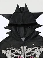 Sweat à capuche style punk Victory avec imprimé squelette et motif flamme, streetwear pour homme, noir, 100% coton, hiver