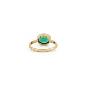 Bague solitaire en or jaune véritable 18 carats, émeraude taille ovale, faite à la main, meilleur prix, cadeau d'anniversaire pour elle, design simple, bijoux. - Product Image 6