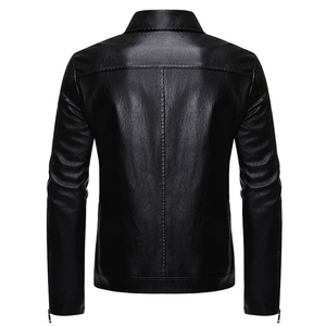 Chaqueta de Moto Reversible para Hombre, de Cuero Sintético Verde Oliva, Cortavientos, con Cuello Alto, Cierre de Cremallera, Corte Ajustado, Manga Regular, para Otoño - Product Image 4