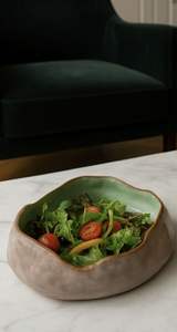 Tazón de Cerámica Beige Estilo Indio con Detalle Decorativo en Forma de Tornillo, Tazón de Cerámica Único para Servir Ensaladas, Pasta y como Centro de Mesa - Product Image 5