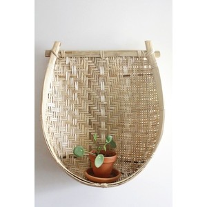 Jardinière murale en bambou naturel avec éclairage LED - Style moderne du milieu du siècle, rangement pour salon, fabrication artisanale, vente en gros - Product Image 3