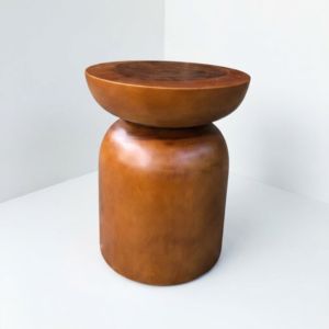 Taburete Suar Moderno y Escultural, Asiento de Madera Maciza Tallado a Mano con Forma de Reloj de Arena, Pedestal Decorativo para Sala de Estar o Entrada, Venta al Por Mayor para Exportación - Product Image 2