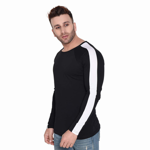 T-shirt à manches longues uni personnalisé pour homme, en coton doux, col rond, décontracté, design uni, coupe ajustée - Product Image 3