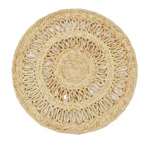 Estante de Pared Decorativo Grande de Yute Natural con Flecos y Borlas, Diseño Art Deco, Patrón Vertical para Decoración de Interiores de Estilo Rústico - Product Image 5