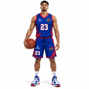 Ensemble d'uniformes de basketball personnalisés, maillot et short imprimés par sublimation, vêtements de sport d'équipe respirants et légers avec logo et nom - Product Image 2