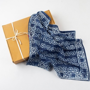 Beautiful Fashionable Cotton Block Printed Indigo <b>Bandana</b> for <b>Men</b> and Women for Outdoor Summer Season - Product Image 4