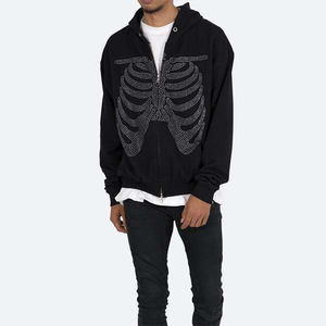 Sweat-shirts pour hommes en coton lourd 100% sur mesure, de haute qualité, avec fermeture éclair et strass - Product Image 6