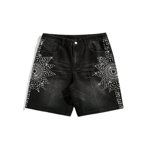 Nouvelle mode OEM à prix abordable pour hommes : Short en toile uni avec strass, style urbain, écologique, respirant, logo/couleurs personnalisables, haute qualité - Product Image 1
