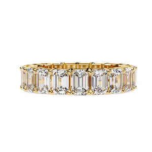 Bague de mariage éternelle complète 19 pierres en moissanite taille émeraude 4,5x3,25mm couleur D VVS1, en or massif 10K plaqué rhodium, sertie à griffes - Product Image 5