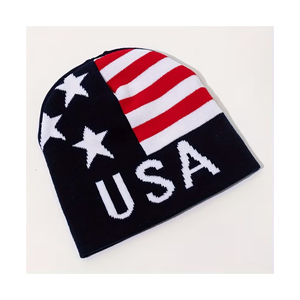 Gorro Unisex con Diseño de Bandera Americana, Gorro de Punto con Rayas y Estrellas de EE. UU., Gorro de Invierno sin Dobladillo, Estilo Urbano - Product Image 2