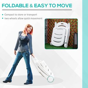 Sedia a Sdraio Bianca da Esterno con Schienale Regolabile a 5 Livelli, Ruote e Pieghevole per Piscina, Spiaggia e Patio - Product Image 5