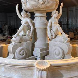 Grande fontaine de jardin extérieure en marbre, statue classique, élément aquatique, style européen orné, poli, autoportant, sculptée, représentant une femme - Product Image 2