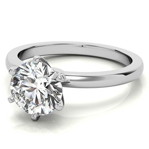 แหวนหมั้นมอสซาไนต์ทรงกลมเจียระไนแบบบริลเลียนท์ ทองคำแท้ 14K ตัวเรือนแบบหกขา ดีไซน์คลาสสิก แหวนเพชรเม็ดเดี่ยวสำหรับผู้หญิง เครื่องประดับชั้นดี - Product Image 3