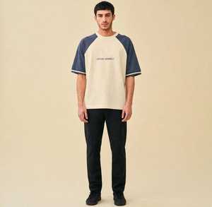 ONETEN APPARELS Men's <b>Raglan</b> <b>Sleeve</b> Knitted <b>T</b>-<b>Shirt</b> O-Neck Regular Fit 100% Cotton Eco-Friendly Casual Tee - Product Image 1