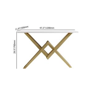 47.2 \ "tavolo consolle bianco rettangolo stretto con Base in metallo dorato e piano in legno - Product Image 6