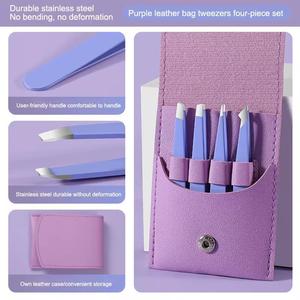 แหนบดึงขนตาสแตนเลสแบบแม่นยำ ปลายเรียบ สีฟ้า ชุด 4 ชิ้น - Product Image 6