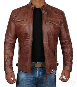 Men's Premium <b>Leather</b> <b>Jacket</b> with Modern Fashion Design Comfortable Wearing Experience Wind Resistant Style and <b>Long</b> Lasting - Product Image 1