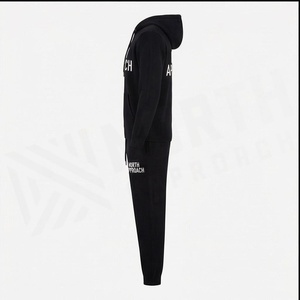 ชุดเสื้อฮู้ดผู้ชาย North Approach สีดำ ผ้าฝ้ายเฟรนช์เทอร์รี่ กางเกงจ็อกเกอร์ลำลองมีกระเป๋าหน้าและลายพิมพ์โลโก้ เหมาะสำหรับใส่ในฤดูใบไม้ร่วง - Product Image 3