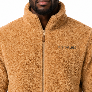 Chaqueta Teddy para Hombre, Cuello Alto, Color Sólido, Forro Grueso de Sherpa, Sudadera Informal de Invierno con Bolsillos - Product Image 5