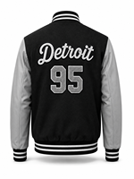 Veste universitaire unisexe noire avec manches en laine grise, broderie lettre D, style streetwear, col rabattu, décontractée pour l'hiver