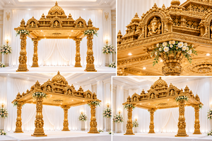 Mandap traditionnel Ganesha pour mariages de destination – Style exclusif sud-indien – Mandapam Kalyana en fibre pour mariages grandioses aux États-Unis - Product Image 6