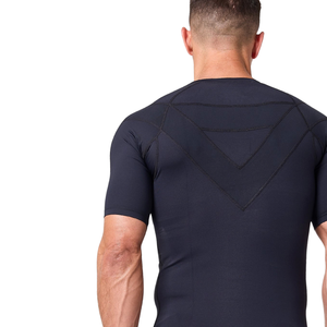 T-shirt de compression personnalisé bleu marine à manches courtes pour homme, col ras du cou, ajusté, pour entraînement sportif, vêtement de sport, sous-vêtement de base pour la gym - Product Image 4