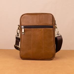Vintage Leather Crossbody <b>Bags</b> Unisex Vertical Shoulder Casual <b>Small</b> <b>Messenger</b> Large Capacity Durable Zipper Soft Lightweight - Product Image 3