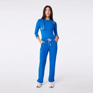 Ensemble de blouses et chemises d'hôpital unisexe bleu en tissu tissé coton-polyester - Product Image 2