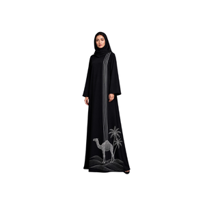 Women's Floor Length Full Sleeve Abaya with Turn Down Collar Machine Embroidery Modest <b>Loose</b> Fit Muslim Women's Daily Wear <b>Dress</b> - Product Image 5