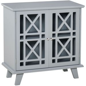 Credenza Grigia Accentata con Ante Intagliate, Soluzione di Archiviazione per Cucina, Sala da Pranzo, Soggiorno, Ingresso, Villa, Fattoria - Product Image 1