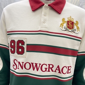 เสื้อรักบี้แขนยาว Snowgrace คอปกพับได้ ปักโลโก้ ทรงปกติสำหรับผู้ชาย เสื้อกีฬาสำหรับผู้ใหญ่ - Product Image 6