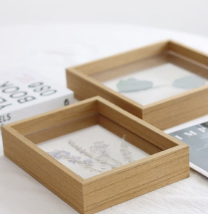 Custom Veneer Double Sided Glass <b>Floating</b> <b>Frame</b> Teak Picture <b>Frame</b> Embosments for Wedding Table Signage A4 Certificate - Product Image 3