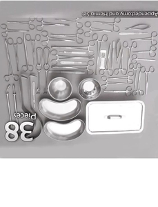 Juego de Instrumentos Quirúrgicos de Acero Inoxidable de 38 Piezas para Apendicectomía y Hernia, Kit de Cirugía General Manual, Certificado CE - Product Image 2