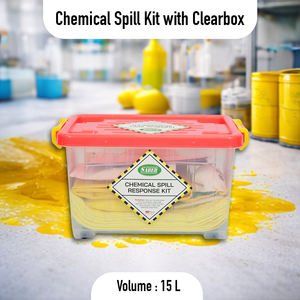 Kit de Derrames Químicos de 15L en Caja Transparente, Estación de Respuesta a Materiales Peligrosos Industriales para Seguridad en Laboratorios y Control de Derrames de Ácidos - Product Image 2