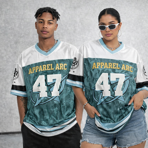 Expédition rapide Maillot de football en mesh surdimensionné unisexe Streetwear Col en V T-shirt de sport respirant avec impression de numéro Vente en gros - Product Image 2