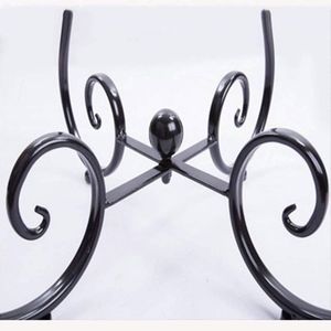 <b>Vintage</b> Round Wooden Top <b>Side</b> <b>Table</b> with Ornate Wrought Iron Scrollwork Base for Living Room Bedroom Hotel Furniture - Product Image 4