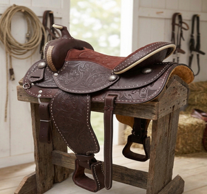 Vente en gros Selle de trail western en cuir avec arceau en fibre de verre 15"-17" pour l'équitation, équipement équestre, produit équin - Product Image 2