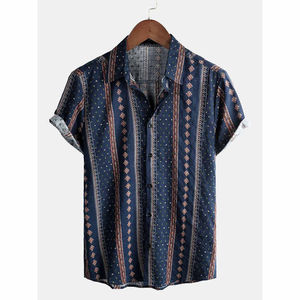 Chemises à manches courtes pour hommes, style plage d'été, imprimées de motifs floraux et géométriques, séchage rapide, écologiques, vente en gros sur mesure - Product Image 3