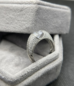 Moissanite Men's Engagement and <b>Wedding</b> <b>Ring</b> Tension Setting Micro Pave Rhodium Plated 925 Sterling Silver <b>for</b> Anniversary Gift - Product Image 3