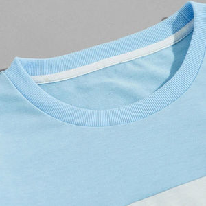 เสื้อสวมหัวคอกลมสำหรับผู้ชาย, เสื้อกีฬาคอกลมผ้าคอตตอนผ้าโพลีเอสเตอร์สีพื้น - Product Image 3
