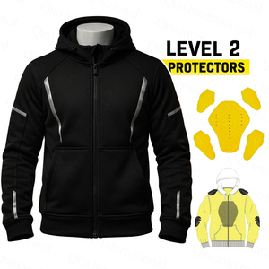 Custom Logo Protective Riding Jacket CE Approved Armor Fully Kevlar Lining Hoodie Aramid Lined Reflective Hoodie Motorbike - Product Image 1