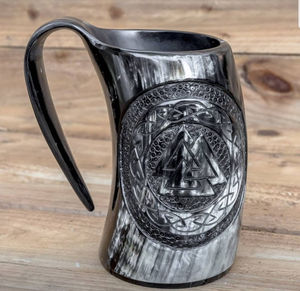 Chope à bière en corne de buffle Viking haut de gamme, sculptée à la main, artisanale, naturelle, personnalisable, article cadeau - Product Image 1